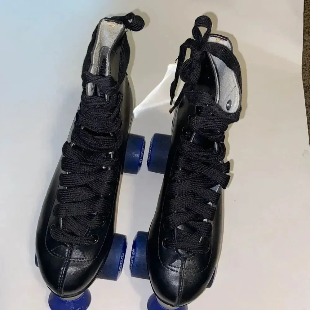 Chicago Black Roller Skates with Blue Wheels
